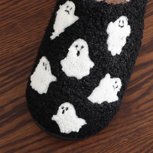 Halloween Pumpkin Cookies Slippers for Women Mens Halloween Ghosts Slippers Memory Foam Plush Winter House Home Shoes4