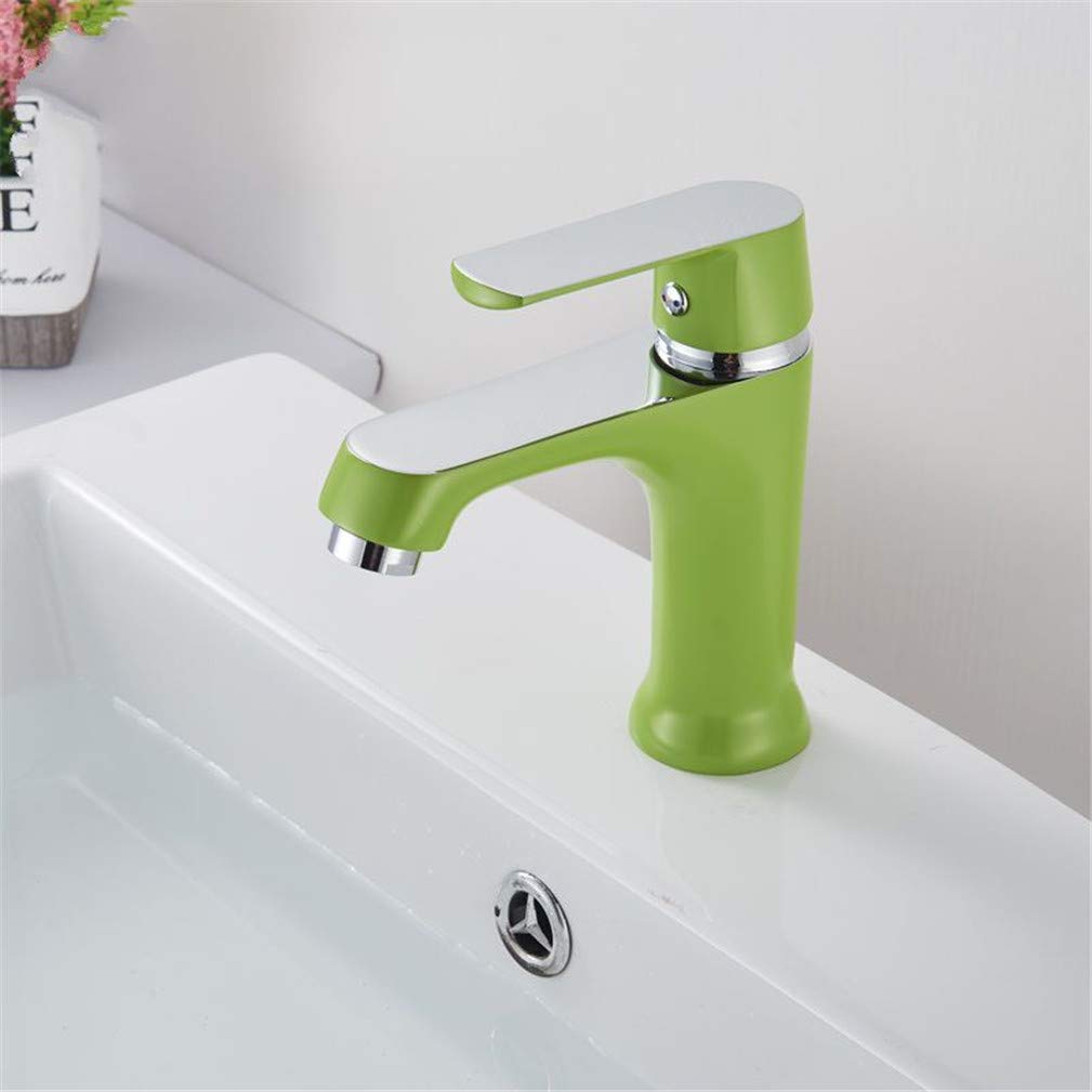 Grifo de lavabo de latón macizo monomando en color verde con pintura en aerosol