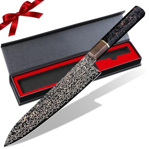 Plys Damastmesser Japanisches Messer Damast Küchenmesser: Scharf 21.7 Cm Kochmesser Vg10 Edelstahl mit 33 Lagen Kupfer