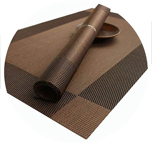 Image of OXSAM Placemats, Heat Insulation Non-Slip Vinyl mats, Stain-Resistant Tablemats for Home and cafe Dining Table Decor (Brown, Pack of 8)
