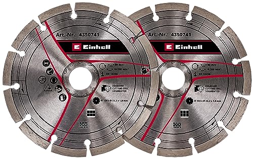 Original Einhell kit de disques de coupe diamant de 150 mm pour rainureuse (Ø 150 mm, 2 unités, alésage central de 22,23 mm, pour rainureuse TE-MA 1700...