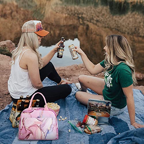 Lokass Lunch Bags For Women Insulated Lunch Box Cooler Bag Thermal Lunch Tote For Ladies Adults Office Work, Pink #TOP4