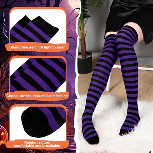 Image of Geyoga Arm Warmers Leg Warmers Striped Thigh High Socks Fingerless Gloves Stockings Christmas Halloween