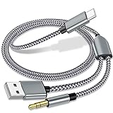 USB C to 3.5mm Aux Audio Cable with Charging, 2 in 1 USB C to 3.5mm Car Stereo Headset Audio Cable with PD 18W Charging Compatible with iPhone 15/15Pro, Samsung Galaxy S23/S23+/S22, Google Pixel 7 6