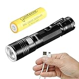 PovKeever Mini LED linterna recargable USB, 900 Lumen CREE XPE2 R5 linterna 5 modo Pocket linterna 18650 batera incluida para el trabajo / Senderismo / Camping