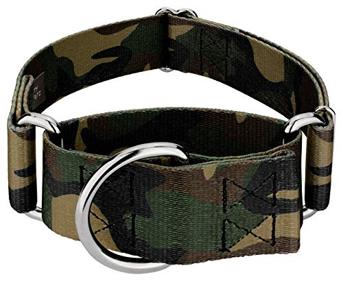Country Brook Petz - 1 1/2 Inch Woodland Camo Martingale Dog Collar - Large #TOP4