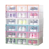 Smilun Portable Shoe Boxes Container for Closet Organizer Clear Plastic Shoe Boxes Shelf Stackable Foldable Organizer Box Multicolour Heart12PCs