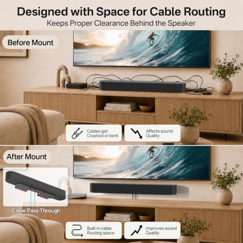 Image of (For Sonos Beam Mount, Black) - Wall Mount for Sonos Beam Soundbar Sturdy Metal Mounting Bracket Compatible with Sonos Beam Sound Bar TV Wall Mounts, Black