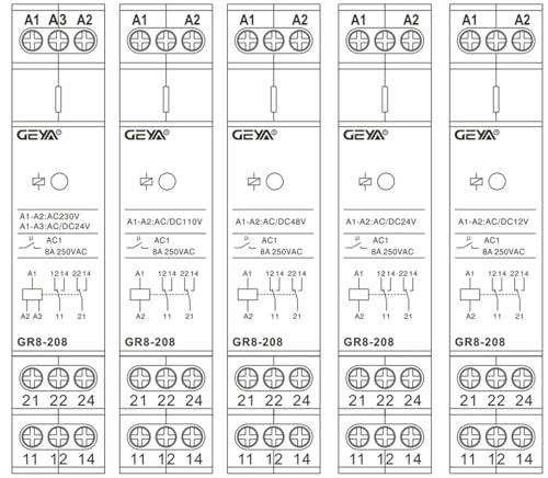 Relais auxiliaire GR8-208 modulaire 8A à commutation intermédiaire 110V AC DC - 5