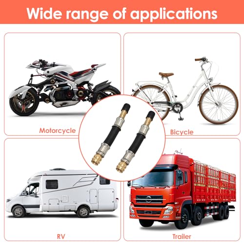 Image of 2 Pcs Valve Stem Extension, 3.93 Inches Flexible Brass Valve Stem Extension Adapter, Universal Fit Durable Design Bike Pump Tire Adapter for Car, Truck, RV, Motorcycle, Bike, Scooter