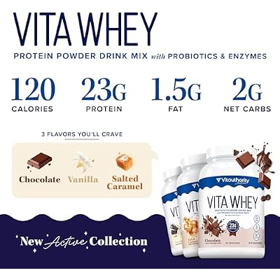 Vitauthority Whey Protein Powder for Women Whey Isolate Probiotics & Enzymes Supports Digestion, Nutrient Absorption & Energy Post-Workout & Daily Nutrition Chocolate Flavored 30 Servings