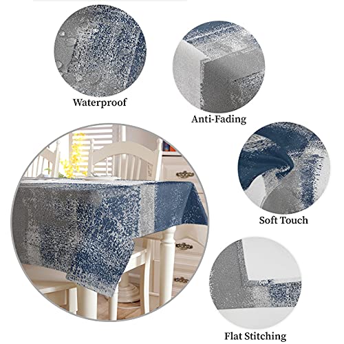 Laibao Tablecloths For Rectangle Tables Blue And Grey Abstract Paint Art Graffiti Waterproof Polyester Table Cloth For Kitchen Dinning Table Washable Table Cover For Parties/Wedding/Picnic 60X120In #TOP4