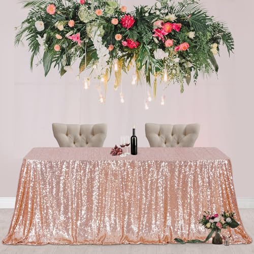 Nappe à paillettes or rose rectangulaire pour sublimer vos buffets - 6
