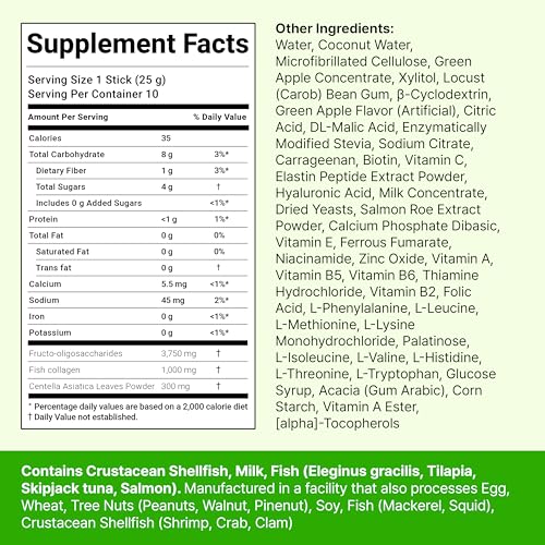 Image of FOODOLOGY Coleology Collagen Centella Jelly, Gree Apple Flavor, 10 Sticks