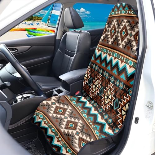 Image of Aztec Car Seat Cover Front Seats Only Universal Fit Most Cars Anti-Slip Back Fabric Waterproof Bucket Towel Seat Covers for Trucks SUV Jeep