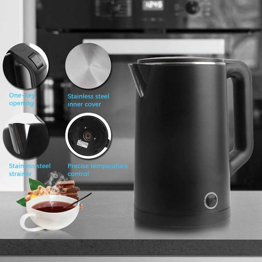 Hervidor eléctrico de agua 2.3L acero inoxidable negro miniatura 4
