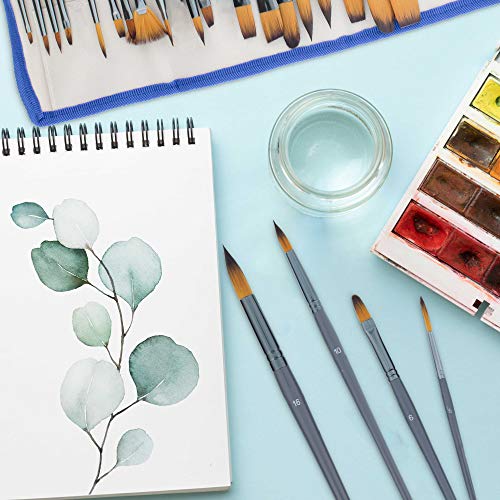 U.s. Art Supply 24-Piece Artist Paint Brush Set - Professional All-Purpose Taklon Synthetic Brushes, Filbert, Round, Flat Bristles - Painting Portraits, Canvas, Paper, Wood - Watercolor, Acrylic, Oil #TOP5