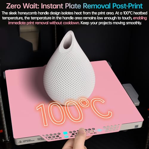 Image of BIQU CryoGrip Pro Glacier Build Plate for Bambu-Lab 3D Printers | X2D P2S P1S P1P X1C X1E A1, Double-Sided Fine Textured Spring Steel Sheet, Firm Adhesion, 257x257mm, Pink