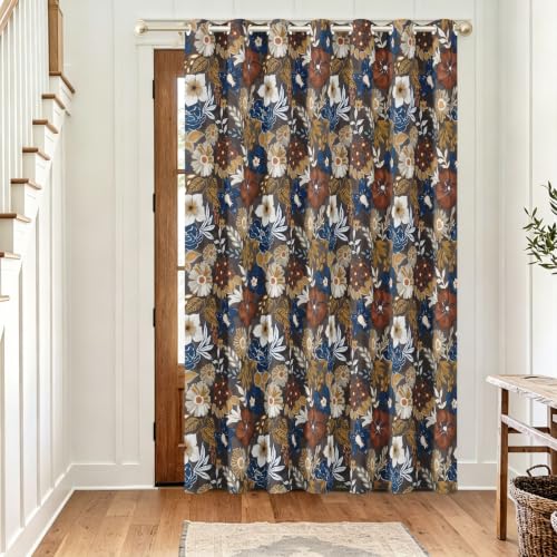 Rideau occultant floral rétro 220x300 cm isolant avec œillets - 3