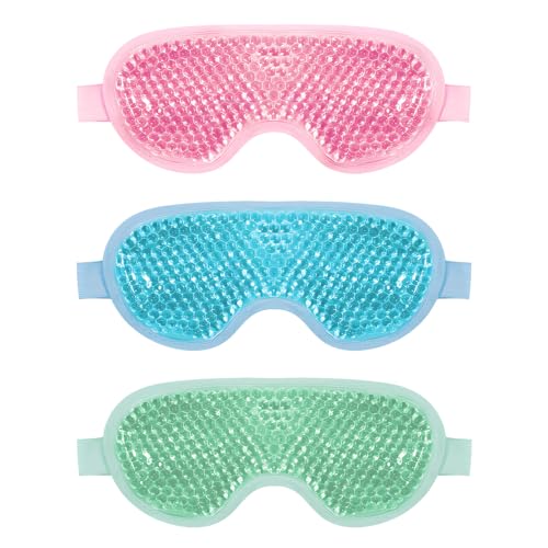 Asheyya 3 Pcs Cooling Eye Mask Reusable Gel Beads Ice Eye Mask for Dry Eyes & Swollen Eyes