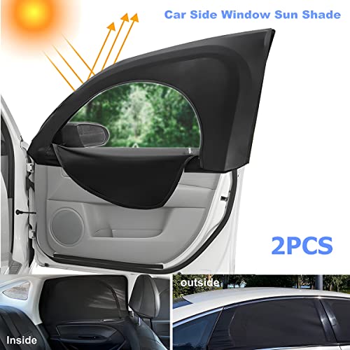 Loyaforba 2Pcs Car Window Shade, Zipper Breathable Side Sun Mesh, Auto Stretchy Front Rear Curtain Sun Rays Cover Screen For Baby, Universal Vehicle Camping Privacy Protection (Rear/35.4''×20.5'') #TOP1