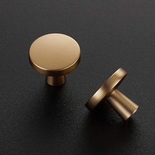 Image of Ravinte 30 Pack Drawer Pulls 1-1 /4 Inch Kitchen Cabinet Knobs Solid Round Dresser Drawer Knobs Champagne Bronze Dresser Knobs Drawer Knobs Simple Cabinet Hardware for Cupboard Drawer Pulls