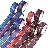 Lista de empaque: 8 rollos de cinta washi - Ancho: 15 mm (0.6 pulgadas) x Largo: 5 m (5.5yd, 16.4 pies) / rollo.