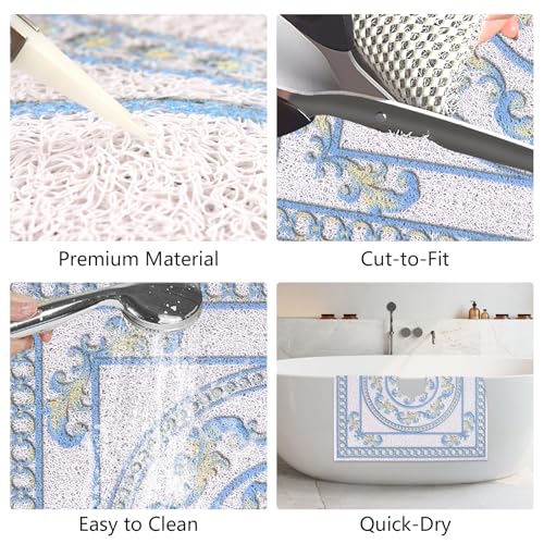 Image of Square Shower Mat Non Slip: 32x32 Inch Extra Large Shower Mats with Drain Hole in Middle -Anti Slip Shower Mats for Inside Shower -Loofah Shower Floor Mat Bath Mat for Shower Stall Bathtub Elderly