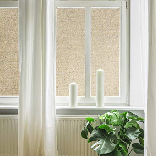 Lemon Cloud Window Film No Adhesive Removable,Decorative Privacy Window Films,Texture Privacy Glass Film For Bathroom Office Home(35.4In.78.7In, Brown) #TOP2