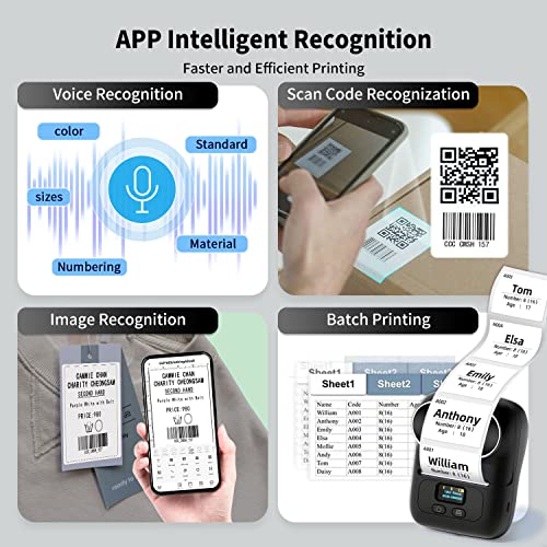 Image of Phomemo M110 Label Maker-Portable Label Sticker Barcode Printer for Jar, PhotoLogo, Address, Mailing, Clothing, Jewelry, Office, Print Black on White, for iOS & Android System