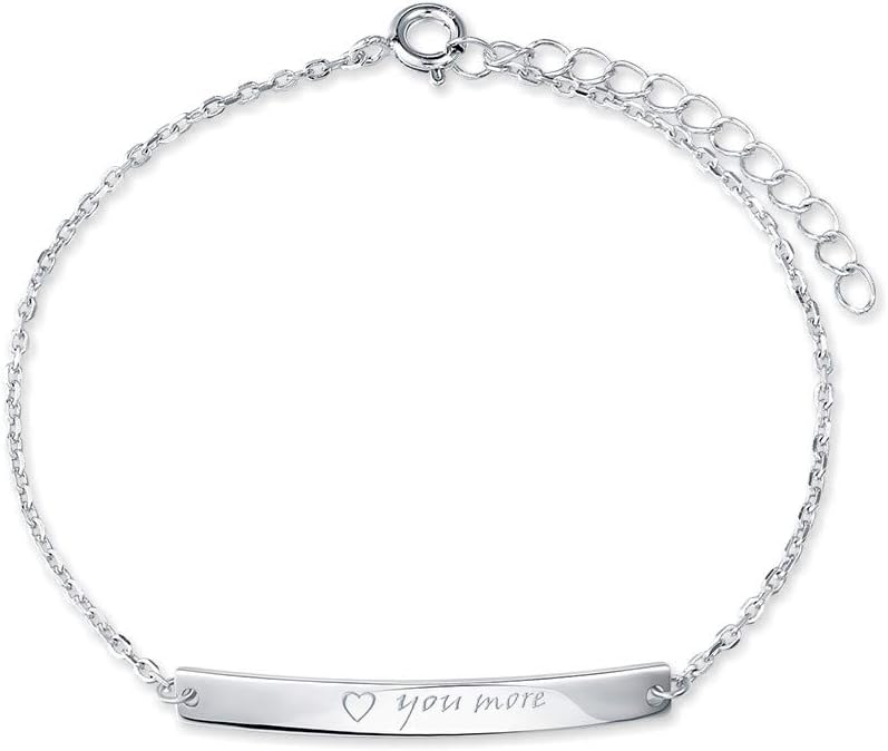 925 Sterling Silver Personalized Engraved Word Bracelets Design Square Thin Chain Bracelets for Women