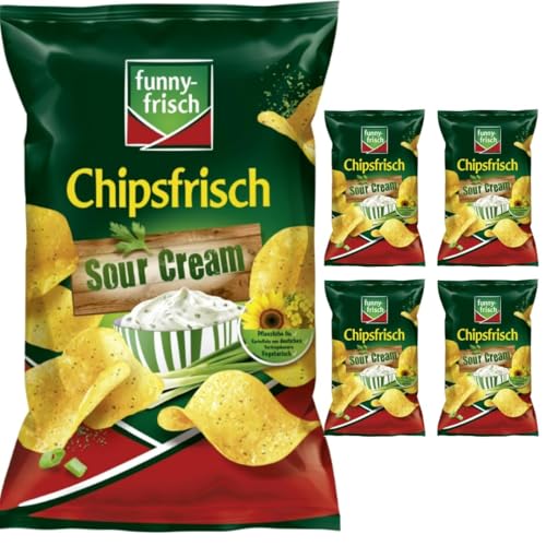 Funny-frisch Chipsfrisch Sour Cream Chips Cracker 150 gramm x 5 Stück mit Pufai