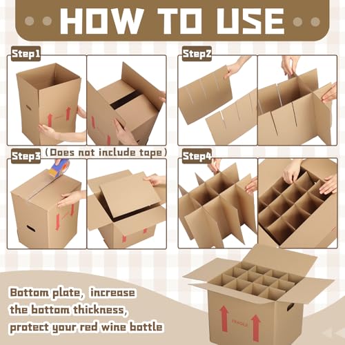 Image of Tatuo 10 Pack Wine Box for Moving, 12 Bottle, with Divider, 14 x 12 x 13 in | Liquor Shipping Packing Box Bulk, Corrugated Cardboard, Reinforced Bottom, Break Resistant, Heavy Duty, Cellar Storage