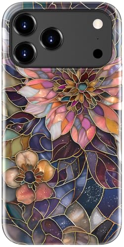 Image of Goodon for iPhone 17 Pro Case Cute - Wireless Charging Compatible - Dual-Layer Hard Shell + Silicone Cover - Protective Phone Case with Trendy Designs for Women - Blooming Purple Flower