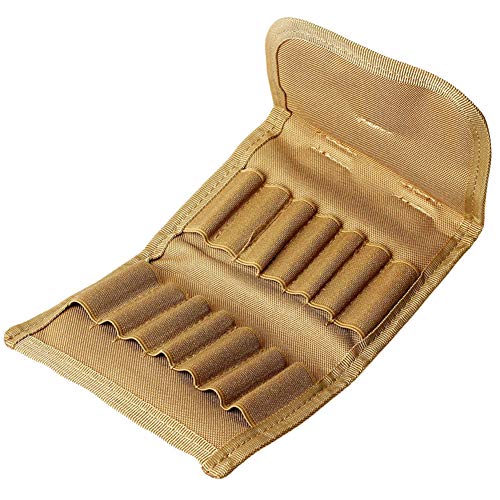 CyberDyer Molle EDC Rifle Ammo Bag Utility Hunting Rifle Magazine Pouch 14 Rifle Shells Cartridge Carrier Case (Khaki)
