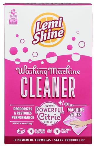 Lemi Shine Washing Machine Cleaner with Machine Wipes-Lemon - 4 ct