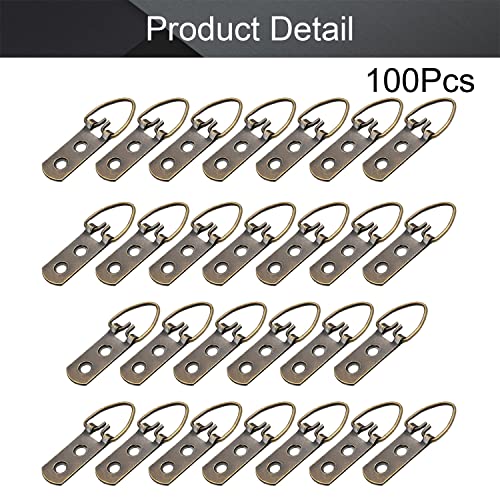 Image of MroMax 100PCS Ring Picture Frame Buckle 2.13 inch x 0.63 inch Bronze Tone Assortment Kit for Home Decoration Picture Frames Photo Hanging Solutions