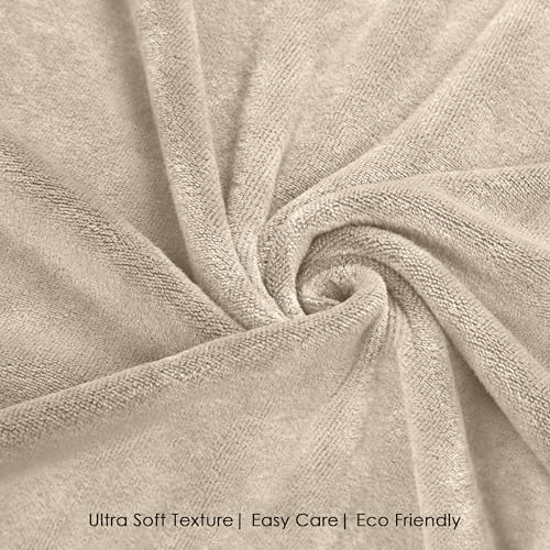 Image of HOUSSE Premium Hand Towel | Microfiber | Super Soft & Quick Dry | Home, Gym, Yoga, Fitness & Weight Lifting | Ultra Absorbent | 550GSM, 60x40cm [2-Pack] (Beige)