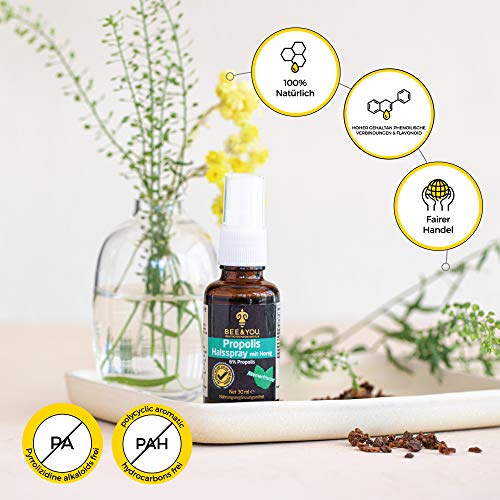 Bee&You Propolis Halsspray mit Honig (6%) 30 ml (Wohltuende Zusammenmischung, Fairer Handel, Natürliche & kontrollierte Zutaten) – Bild 3