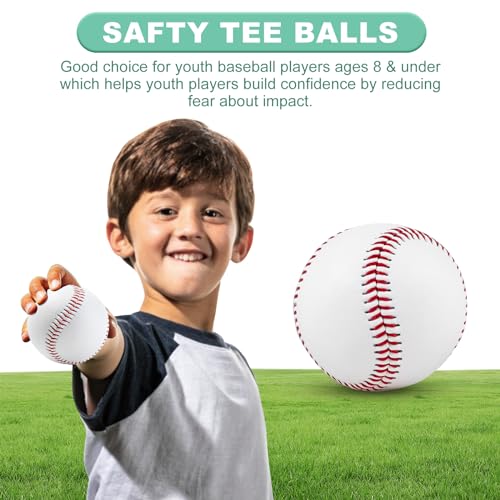 Rarapop 2 Pack Tee Ball Practice Baseball, Reduced Impact Kids Safety Baseballs, Unmarked Tballs Training Baseballs Rubber Filling - Perfect for Training, Hitting, Batting, Fielding