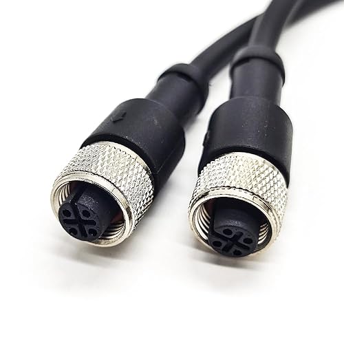 Miniatura 45 de Elecbee Conector M12 macho a doble hembra de doble extremo de cable hembra a macho M12 conector (A-Code 5 Pin recto 0.5M/1.6ft) A-Code 5 Pin