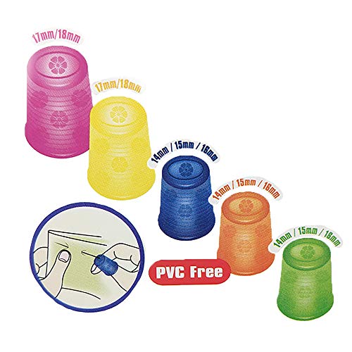 Flexible Rubber Thimble Set For Hand Sewing And Quilting, 5 Sizes 14-18, Assorted Colors. 5-Pc. Bundle Plus 'Needleworker' Magnet #TOP1