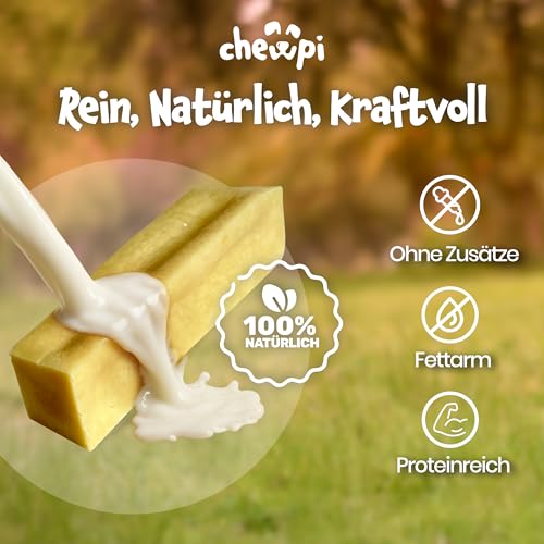 Kaukäse für Hunde L - 2er-Pack - 100% Natürliche Käsestangen für Hunde - Käseknochen Hund mit Langer Kauzeit - Unterstützt die Zahnpflege - Ideal für Starke Kauer - Chewpi
