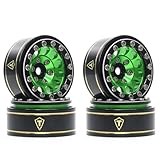 TREAL 1.0 Beadlock Wheels 12 Spokes Classic Rims (4P) for SCX24 AX24 FCX24 TRX4M 1/24 1/18 Crawler Car-Type I(Green)