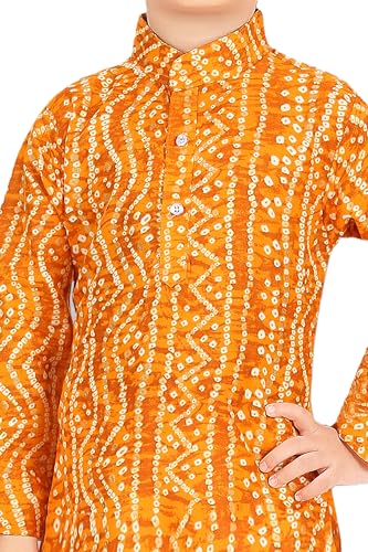 Image of TinySteps Traditional Bandhani Print Kids Festive Ethnic Wear Boys Cotton Kurta Pajama Set