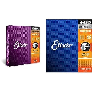 Cordes Elixir® en Phosphore Bronze pour guitare acoustique avec revêtement NANOWEB®, Custom Light (.011-.052) & Cordes Elixir® pour guitare électrique avec revêtement NANOWEB®, Medium (.011-.049) - Les Beatles, Paul McCartney, John Lennon, RIngo Starr, George Harrison