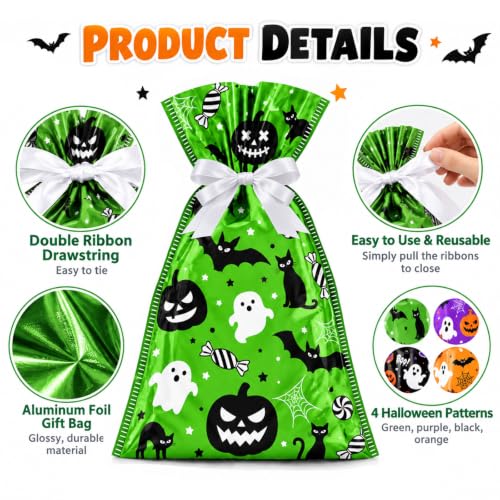 joycraft 24Pcs Halloween Treat Bags-6x9 in Drawstring Foil Party Favor Bags - 7.80 - 12.60 w/ Code + 40% Off Code OH919W6H - image 3
