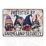 Funny Vintage Metal Tin Signs, America Gnomes, Gnomeland Security, Usa Gnomes, Gnome Lover Gift, Christmas Gifts, Housewarming Gift, Vintage Metal Tin Wall Art Sign, Yard Decor Sign
