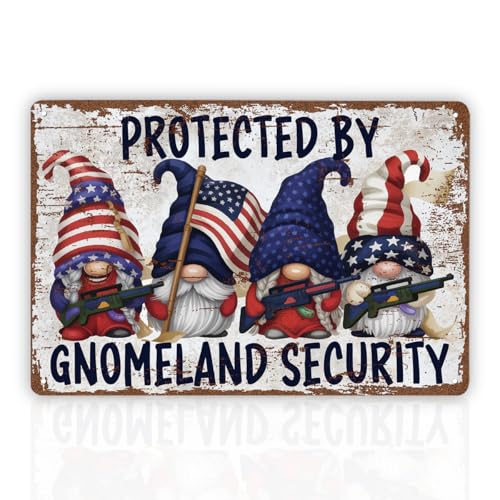 Funny Vintage Metal Tin Signs America Gnomes Gnomeland Security Usa Gnomes Gnome Lover Gift Christmas Gifts Housewarming Gift Vintage Metal Tin Wall Art Sign Yard Decor Sign