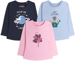 Real Basics Girls Regular Fit Full Sleeves Tshirt (Pack of 3) Price In India